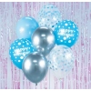 Balony lateksowe niebieski srebrny 7 sztuk